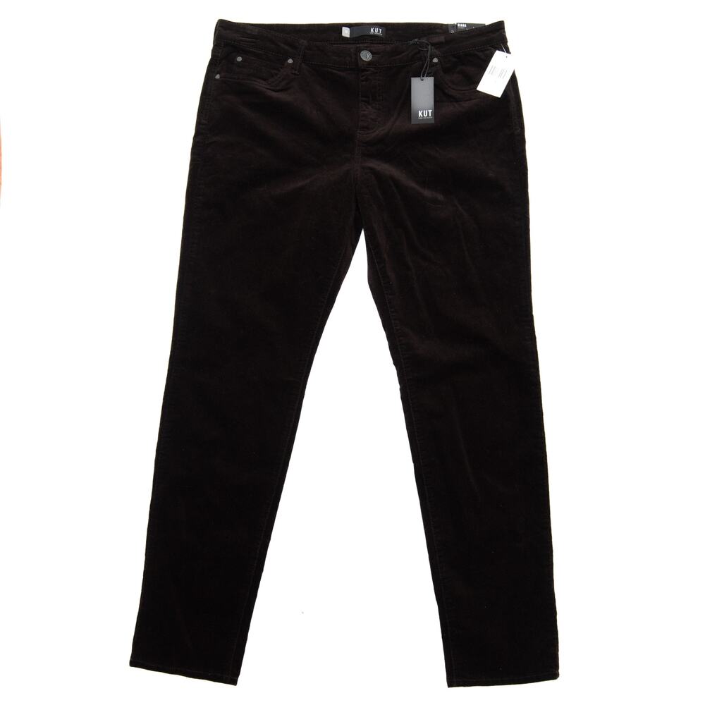 Kut From The Kloth Brown Bean Diana Corduroy Relaxed Fit Skinny Pants Size 18
